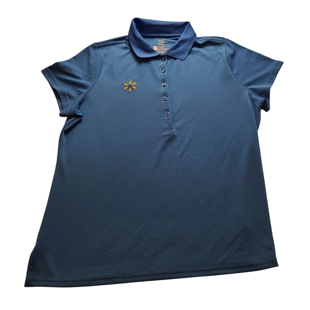 Walmart Employee Uniform Polo Shirt Women's XL Blue Short Sleeve Spark Logo NWOT